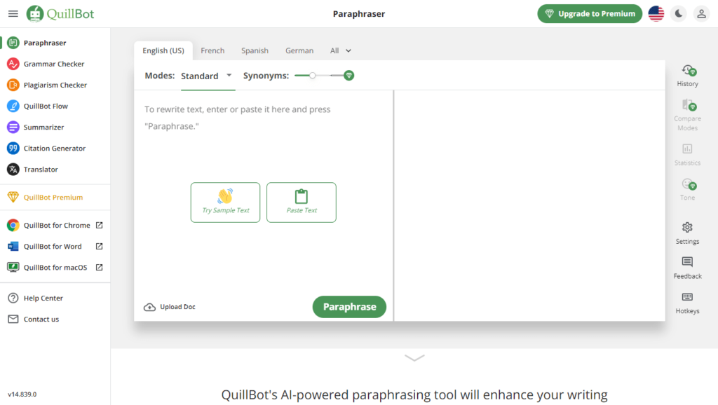 Quillbot Paraphrase and Summarize with AI